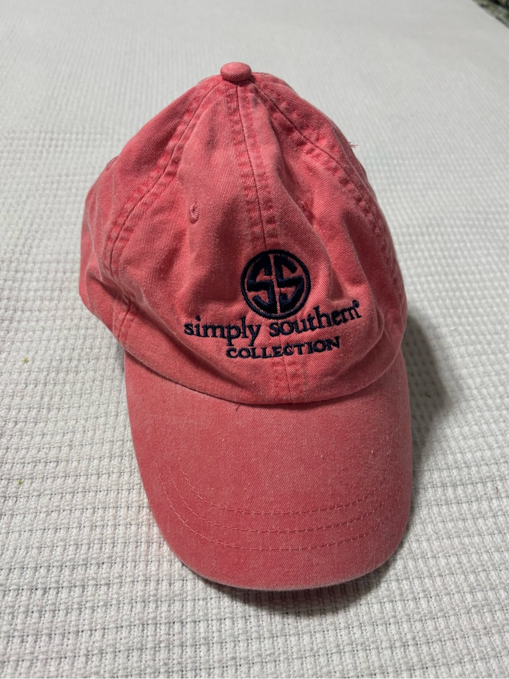 BRAND NEW Simply Southern Coral Adult Hat with Navy Embroidery
